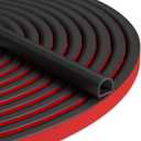 40FT Weather Stripping Door Seal - Self Adhesive Weather Insulation Strip Weatherstripping Silicone D Shaped Seal Strip Door Frame Gap Filler/Window Soundproofing (M (3/8"W  5/16T) 40FT, Black)