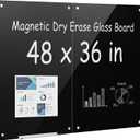 VEVOR Glass Dry Erase Board 48 x 36 in Black Magnetic Whiteboard