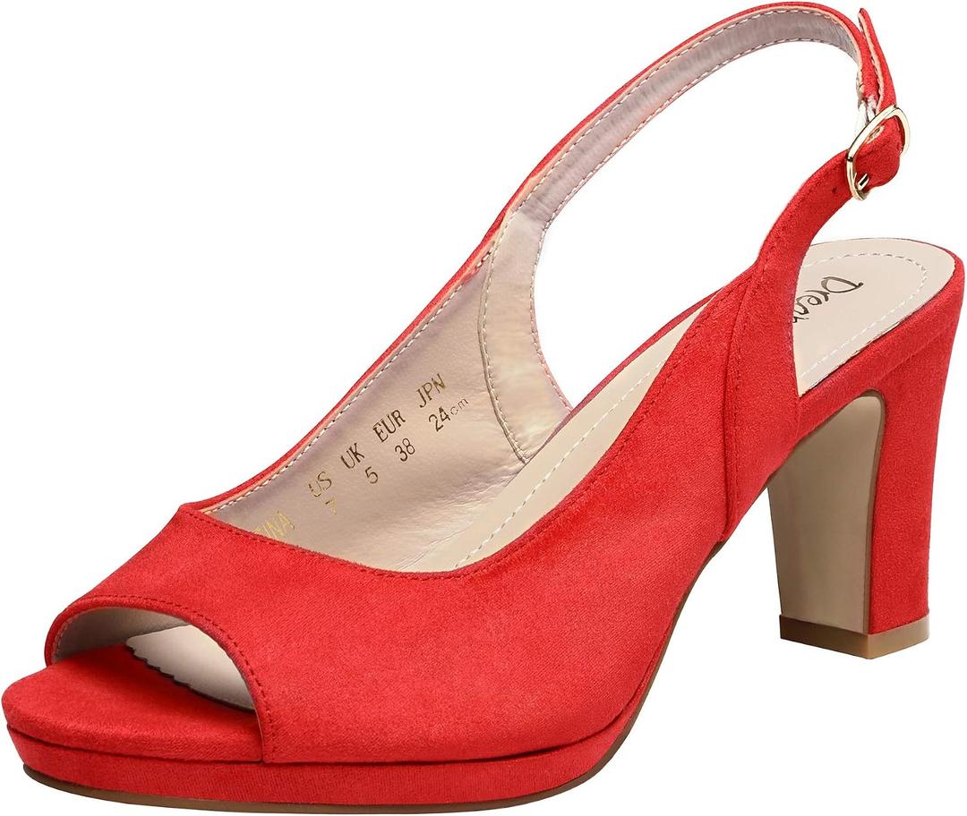 DREAM PAIRS Women’s Sexy High Chunky Heels Peep Toe Platform Block Slingback Dress Pumps Shoes 8.5