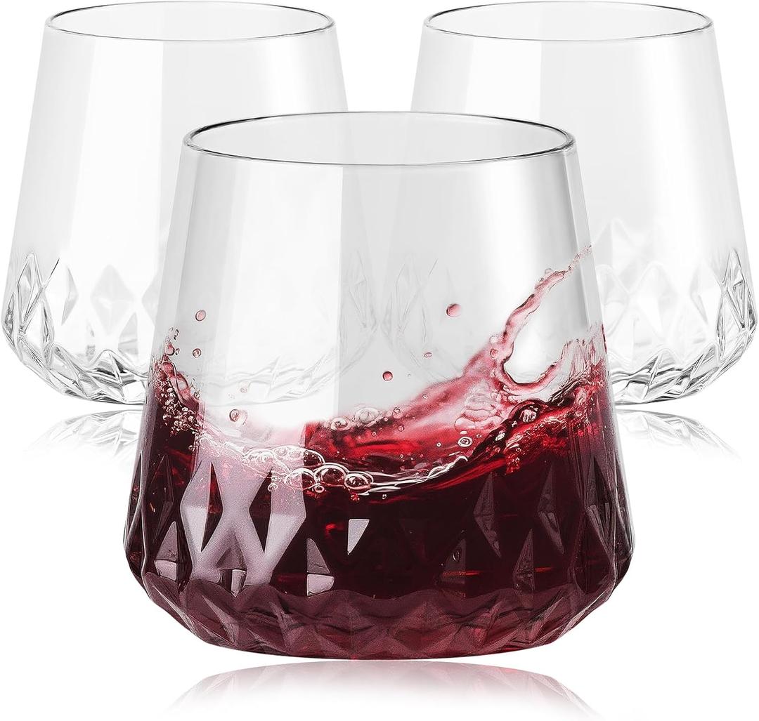 40 Pack Rhombus Plastic Wine Glasses,Heavy Duty Disposable Wine Champagne Whiskey Glasses Unbreakable Clear Plastic Cocktail Glasses for Party Wedding Birthday (Transparent-Rhombus-13.5oz)