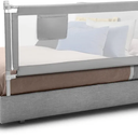 Q-MIULIKE Baby Bed Rail for Toddlers Portable Foldable 27 Height Adjustable Travel Toddler Bed Rails Easy to Install Suitable for Full King Queen Twin Bed Sizes (Grey 47 Inch, 1 Piece)