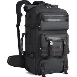 Travel Backpack for Men, 50L Carry On Flight Approved Convertible Duffle Bag with Shoe Compartment, 17 inch Laptop Luggage with USB Charging Port for Weekender Hiking, Black