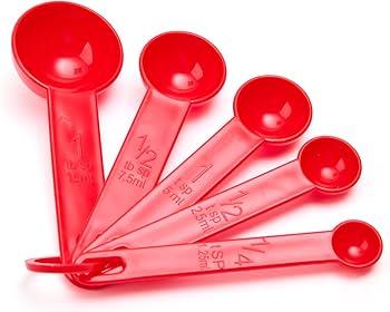 6 Piece Measuring Spoons, Red