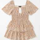 PRETTYGARDEN Flutter Sleeve Floral Plus Size Summer Dresses for Women 2026 Elegant Classy Crewneck Smocked Top Maternity Dress, XX-Large