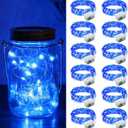 ZGWJ 12 Pack Fairy Lights Battery Operated, 7ft 20 Mini LED Fairy String Lights Silver Wire 3 Modes for DIY, Parties, Wedding, Bedroom, Halloween Christmas Decoration Blue (12, Blue)