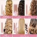 5 in 1 Wand Curling Iron-Curling Wand Set with Hair Straightener, 3 Barrels Hair Crimper Iron, 3 Ceramic Curling Irons (0.35 "-1.25"), 2 Temps Fast Heat Hair Curler Waver with Glove & Clip-Light Pink
