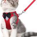 NCMAMA Cat Vest Harness and Leash Set for Walking, Escape Proof, Adjustable Kitten Harness, Breathable Mesh with Reflective Strips, Detective Conan-Inspired Design, Red, XS