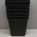 Amazon Basics Small Rectangular Commercial Office Wastebasket, Easy to Clean, 3 Gallon, Black, 6-Pack