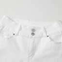 Sidefeel Women's Jean Shorts High Waisted Stretchy Bermuda Folded Hem Denim Summer Shorts (White, L)