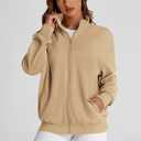 PRETTYGARDEN Women's 2025 Spring Fall Fashion Full Zip Up Sweatshirt Long Sleeve Loose Fit Trendy Casual Jacket with Pockets (S)