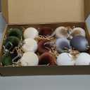 15 PCS Velvet Ornaments for Christmas Tree,3.15 in Large Velvet Christmas Tree Ornaments,6 Color Shatterproof Green Brown Neutral Flocked Ornament Balls Bulbs for Holiday Decorations