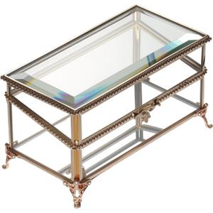 Glass Vintage Jewelry Box Keepsake storage Trinket Ring Display Box Home Decor Beveled Clear Glass Box Organizer (6.8x3.9x3.5) (Golden)