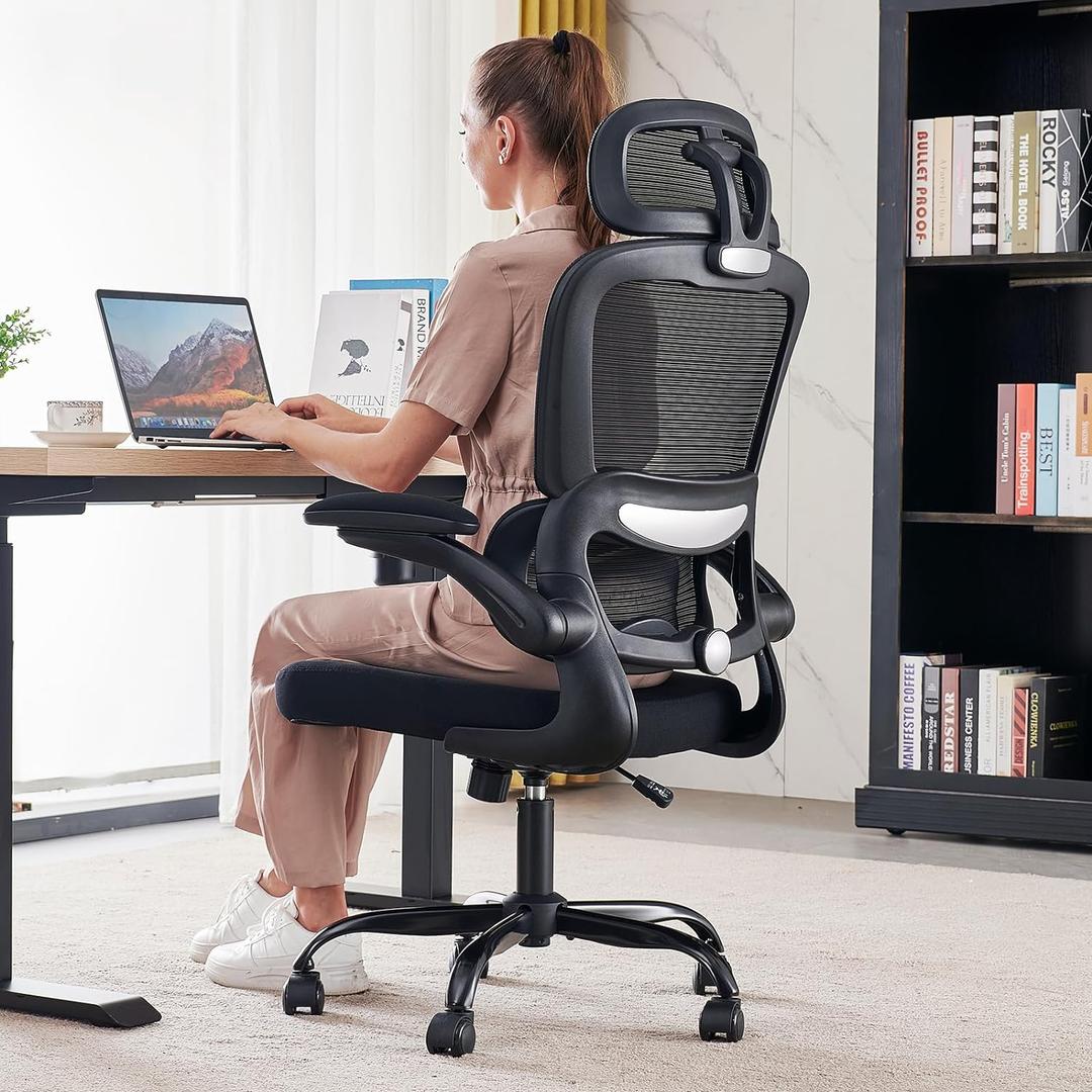 TRALT Office Chair Ergonomic Desk Chair, 330 LBS Home Mesh Office Desk Chairs with Wheels, Comfortable Gaming Chairs (Black)