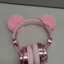 Wireless Girls Headphones Bluetooth, LED Light up Color Changing Kids Headphones with MIC, 10 Hours Anime Cute Headsets for School,Parties (Pink)