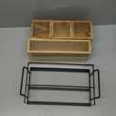 PTSTING Silverware Caddy Wood Utensil Holder Paper Plate Dispenser Silverware Utensil Caddy Cutlery Flatware Organizer Box for Spoons Forks Plates Napkins (Brown)