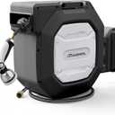 1/2" x 165 FT Retractable Garden Hose Reel,Outdoor Garden Hose Reels - Self Retract Wall Metal Mount Hose Reel Automatic Storage(Black