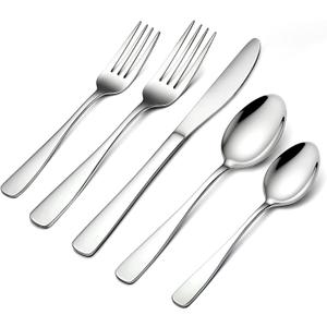 BEWOS 60 Piece Silverware Set - Stainless Steel Silverware Sets for 12 Include Spoon, Forks, Knives, Mirror Polished Flatware Set for Home, Kitchen, Restaurant, Dishwasher Safe