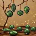 12 Pcs Vintage Rustic Christmas Ball Ornaments 2.36 Inch Antique Copper Farmhouse Distressed Christmas Tree Balls Xmas Hanging Decor for Holiday Winter Decoration (Classic,Green)
