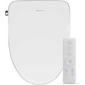 Smart Bidet Toilet Seat for Elongated Toilets, Electric Heated Seat with Remote Control, Warm Water Wash, Self-Cleaning Nozzle, Adjustable Temperature, Air Dryer, Deodorizer & LED Night Light