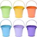 TAKMA Colored Metal Buckets with Handle, 6 Pack 5.91 Inch Galvanized Iron Pail for Kids,Classroom,Crafts,and Party Favors (Multi-Colored)