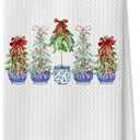 Elefeltclave Chinoiserie Pink Christmas Tree Kitchen Towels, Coquette Preppy Christmas Dish Tea Towels. XIVENHAVM Chinoiserie Christmas Trees Towels - Coquette Red Christmas Trees Decorative Waffle Dish Towels, Holiday Hand Towel, Winter Tea Towel 