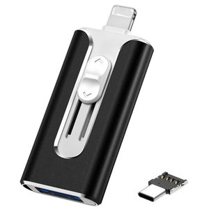 FileNest 4-in-1 USB Flash Drive for iPhone iPad, High Speed Photo Stick External Memory Storage, Thumb Drive Backup USB Memory Stick for Photos and Videos, Compatible with Android PC (Black, 256GB)