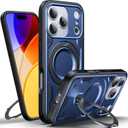 Designed for iPhone 17 Pro Max Magnetic Case, Compatible with Magsafe, 10ft Drop Test Hard Rugged, 360 Rotating Ring Kickstand Shockproof Protection Phone Case iPhone 17 Pro Max Cover, Blue