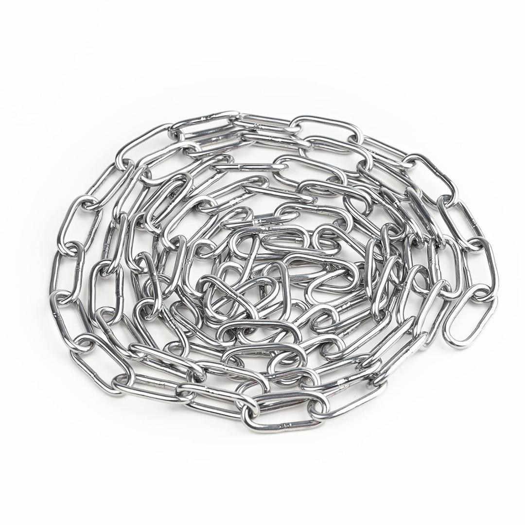 304 Stainless Steel Chain Link -5/32" 13.12ft Metal Chain Heavy Duty Safety Chain for Swing, TrailerAnti-Theft, Pet Dog, Home Outdoor Camping, Pendant Light Hanging Mirror Hanging