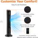 Amazon Basics 40" 70-Degree Oscillating Digital Tower Fan with Powerful Airflow for Bedroom, Living Room, Office, 4 Speeds, 3 Modes, 15-Hour Timer, Remote Control, 50W, Black