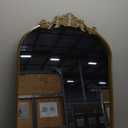 Antique Arched Wall Mirror, 22"x30" Vintage Gold Bathroom Mirror - Baroque Metal Frame Brass Mirror for Living Room, Bathroom, Fireplace, Entryway, Bronze