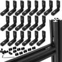 20Pcs 2020 Aluminum Extrusion Black Corner Bracket T Slot Inside L Shape Joint Angle Hardware Connector with Screws for 20 Series 20/20 2040 V Slot Extruded Aluminum Profile