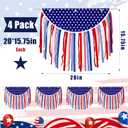 4 Pack Patriotic Rag Flags with Flagpole, 1.7x1.3ft 4th of July Decor Vintage American Flag Bunting Red White and Blue Ribbon Tassel Hanging Banner for Independence Day 250 Anniversary Decor