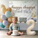 Chugga Chugga Two Two Train Birthday Decorations Include Chugga Chugga Backdrop for 2nd birthday Train Birthday decorations (Green)