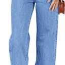 PLNOTME Women's High Waisted Jeans Boyfriend Baggy Straight Leg Casual Denim Pants (Blue, S)