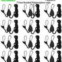 zazzy 6-Pairs 1/8 Inch Adjustable Rope Hanger for Grow Light, Grow Light Hanger Heavy Duty Ratchet Tie Down Strap with Reinforced Gear, Heavy Duty Rope Clip Hanger for Various Tie-Down Uses