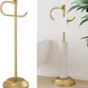 Hoimpro 25" Toilet Paper Roll Tissue Holder Free Standing with Shelf Storage Stand for 4 Rolls, Freestanding Hardware Accessories Rack Brushed Gold