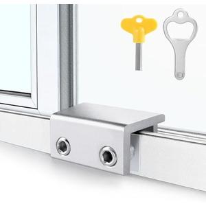 ZRFCXE Window Locks,4 Pack Sliding Window Locks with Key for Vertical & Horizontal Sliding Windows Doors,Easv to Install,Adjustable Security Window Lock for Patio Bedroom Home and Office (Silver)