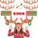 2 Set Inflatable Reindeer Antlers Ring Toss Game, Christmas Games for Family Party Great for Adults and Kids