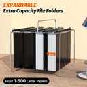 Shutex Extra Capacity Plastic Hanging File Folders,12 Pack Reinforced Hang Folders,Heavy Duty 2 Inch Expansion,Plastic Filing Cabinet Folders,Letter Size,Designed for Bulk Files, Medical Charts,Black