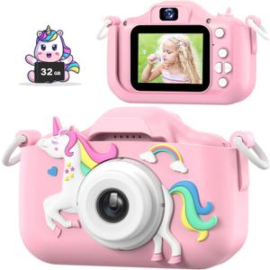 Mgaolo Kids Camera Toys for 3-12 Years Old Boys Girls Children,Portable Child Digital Video Camera with Silicone Cover, Christmas Birthday Gifts for Toddler Age 3 4 5 6 7 8 9 (Camo Pink)