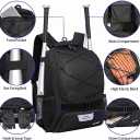 DAFISKY Baseball Bag Softball Backpack - Youth Adult T Ball Bat Equipment Bag with Bat Helmet Holders, Shoe Compartment