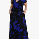 COSSEN Womens Plus Size Maxi Dresses for Curvy Women 2025 Casual Ladies V Neck Flowy Swing Long Dress with Pockets 3XL