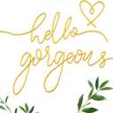 Hicarer Hello Gorgeous Metal Wall Art Decor Minimalist Decoration Metal Hello Gorgeous Decorative Sign for Living Room Office Bedroom Hotel Home Wall Decoration(Gold,Classic Style)