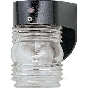 Westinghouse 6694900 Traditional One-Light Outdoor Jelly Jar Wall Fixture with Dusk to Dawn Sensor, Black Finish on Polycarbonate, Clear Glass