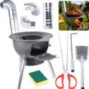 Multi-functional wood-burning stove, portable charcoal barbecue grill for car camping, backyard outdoor kitchen equipment, off-grid living tools, Rocket stove (Stove: 17 inches)