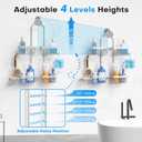 Sewulidon Aluminum Alloy Hanging Shower Caddy for Handheld Shower Heads,Rustproof Hose Shower Organizer 4 Levels Height Adjustable Shower Rack with Hooks,Razor Holder,Soap Holder