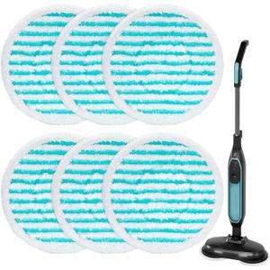 iSingo 6 Pack Mop Pads Replacement Compatible with Pursteam ScrubMaster Steam Mop Cleaner, Washable & Resuable Microfiber Mop Head Refills