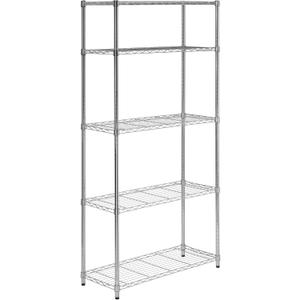 Honey-Can-Do 5-Tier Heavy Duty Adjustable Shelves, Metal Storage Rack with 200-lb Shelf Capacity, Chrome, 14" W x 36" L x 72" H