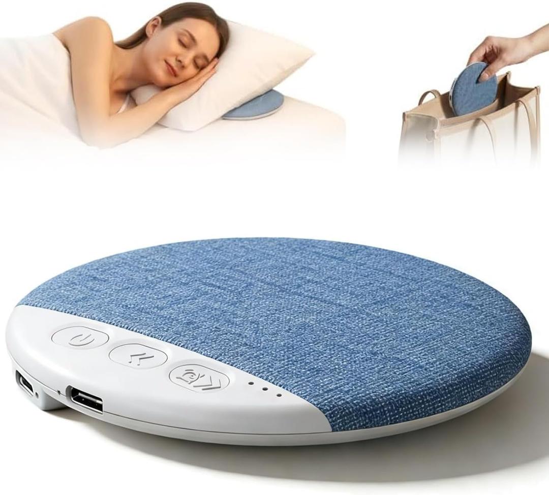 Bluetooth Pillow Speakers for Sleeping, Mini Portable Flat Under Pillow Speakers with White Noise Timer Wireless Sleep Aid with Stereo Bass Private Sleep Headphones for Adult Kids (Blue)