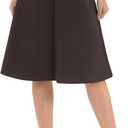 Urban CoCo Women's A-Line Elastic High Waist Flare Work Midi Knee Length Stretchy Skirt (Brown, S)